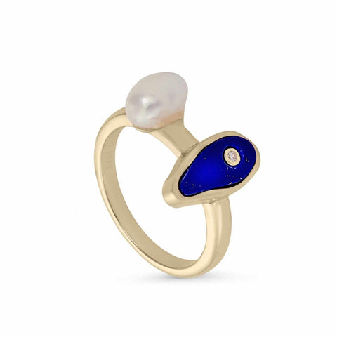 Anillos con piedras diseño de piedra natural y perla-LINEARGENT