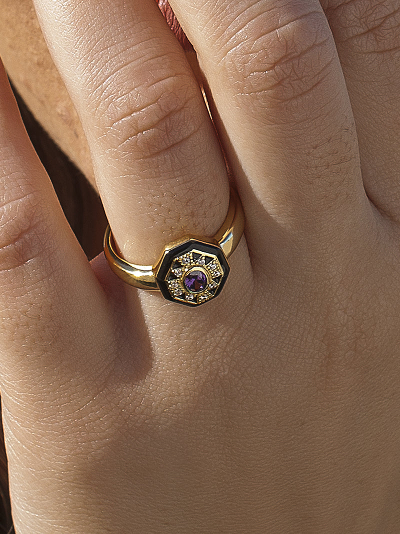 Anillos con piedras diseño geométrico estilo étnico-LINEARGENT