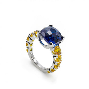 Anillos con piedras en plata cuarzo adamantino azul