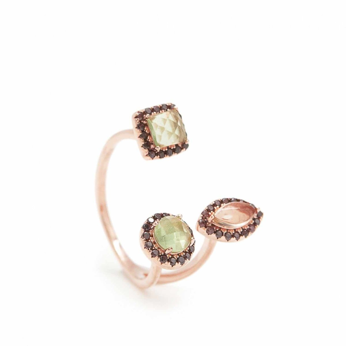 Anillos con piedras en plata diseño abierto en rosa-LINEARGENT