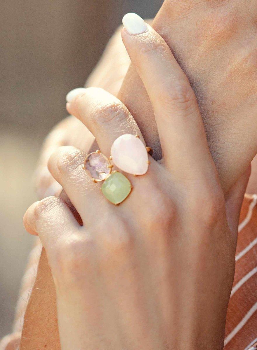 Anillos con piedras en plata triple motivo-LINEARGENT