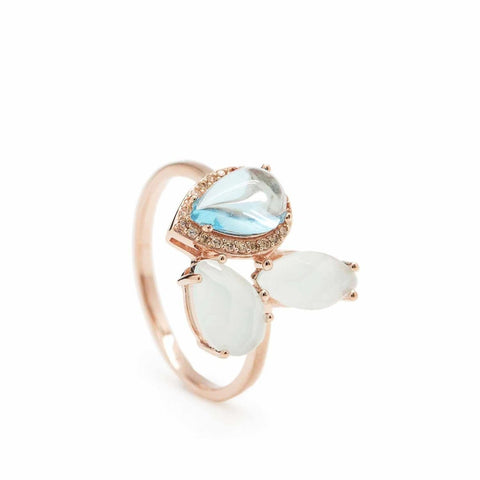 bagues avec pierres en argent triple motif en LINEARGENT