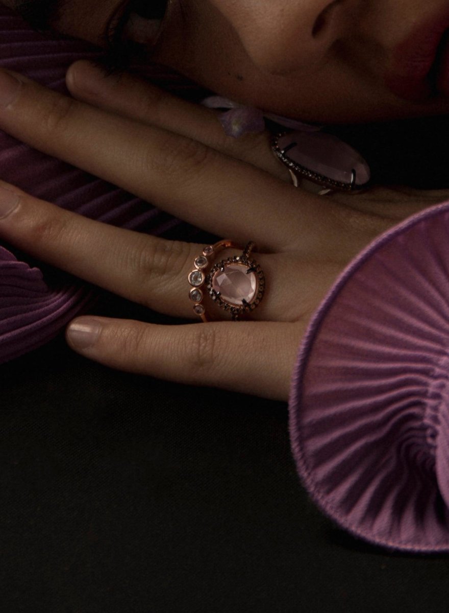 Anillos con piedras estilo doble sortija con circonitas-LINEARGENT