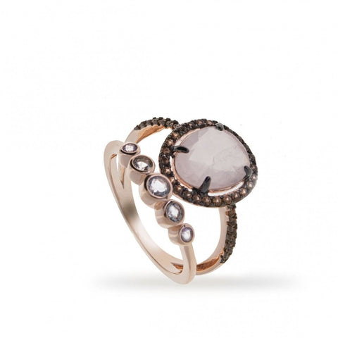 Anillos con piedras estilo doble sortija con circonitas-LINEARGENT