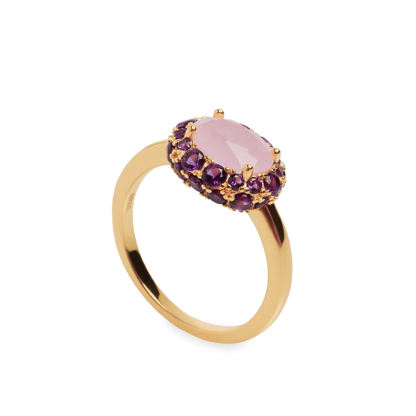 Anillos con piedras motivo central en tono rosa palo y violeta-LINEARGENT