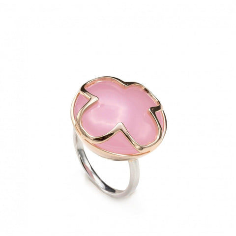 Anillos con piedras motivo diseño de flor rosa-LINEARGENT