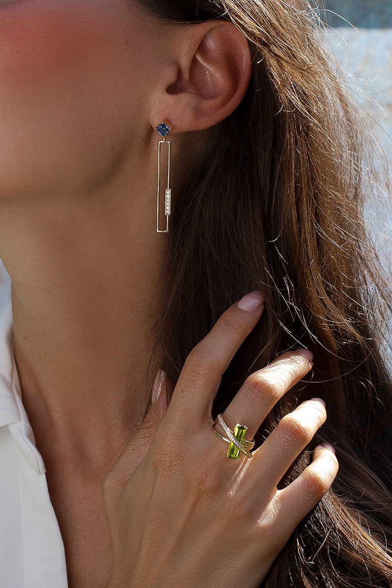 Bagues avec pierres  couleur émeraude dans tonalité pistache