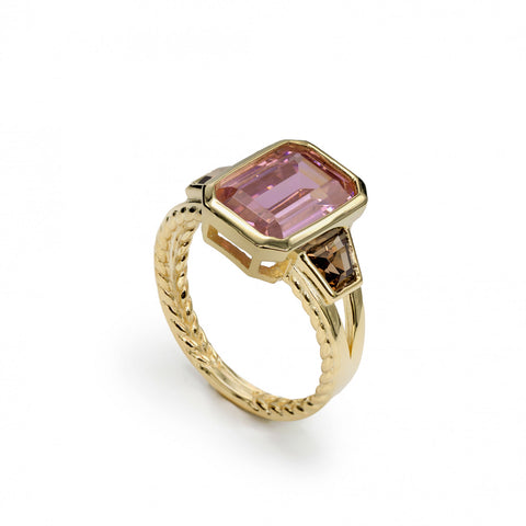 Anillos con piedras talla radiante en tono rosado