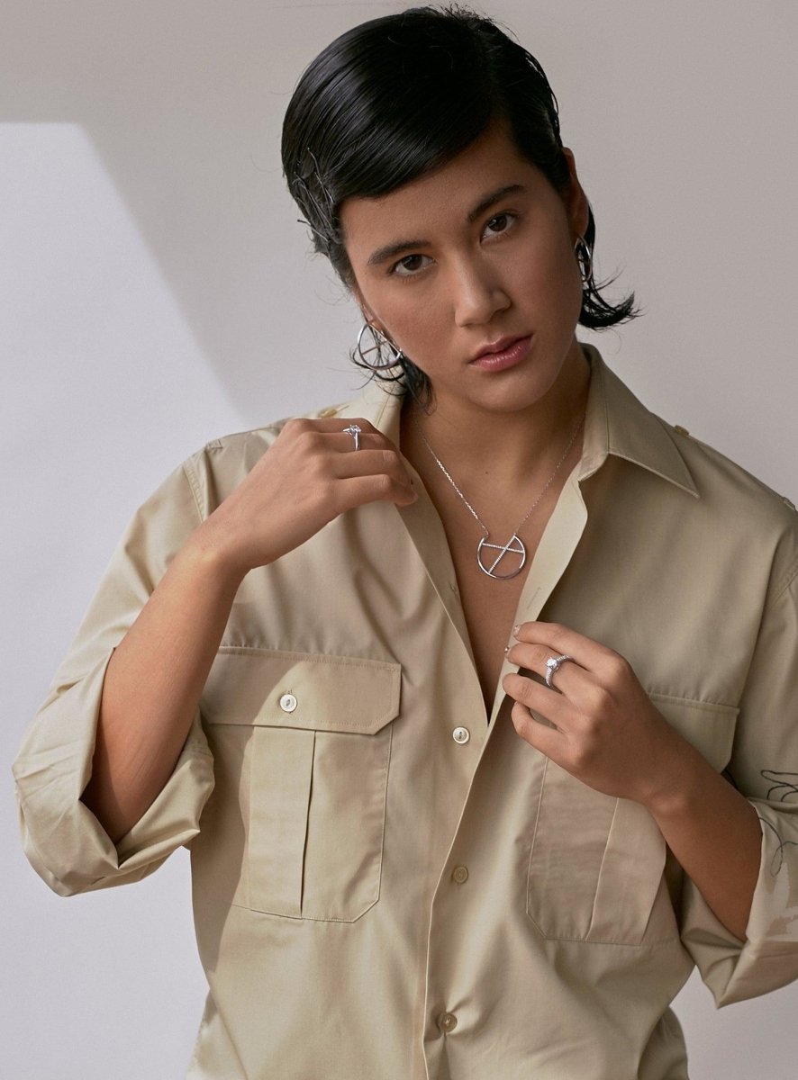 de engagement avec quartz adamantine LINEARGENT