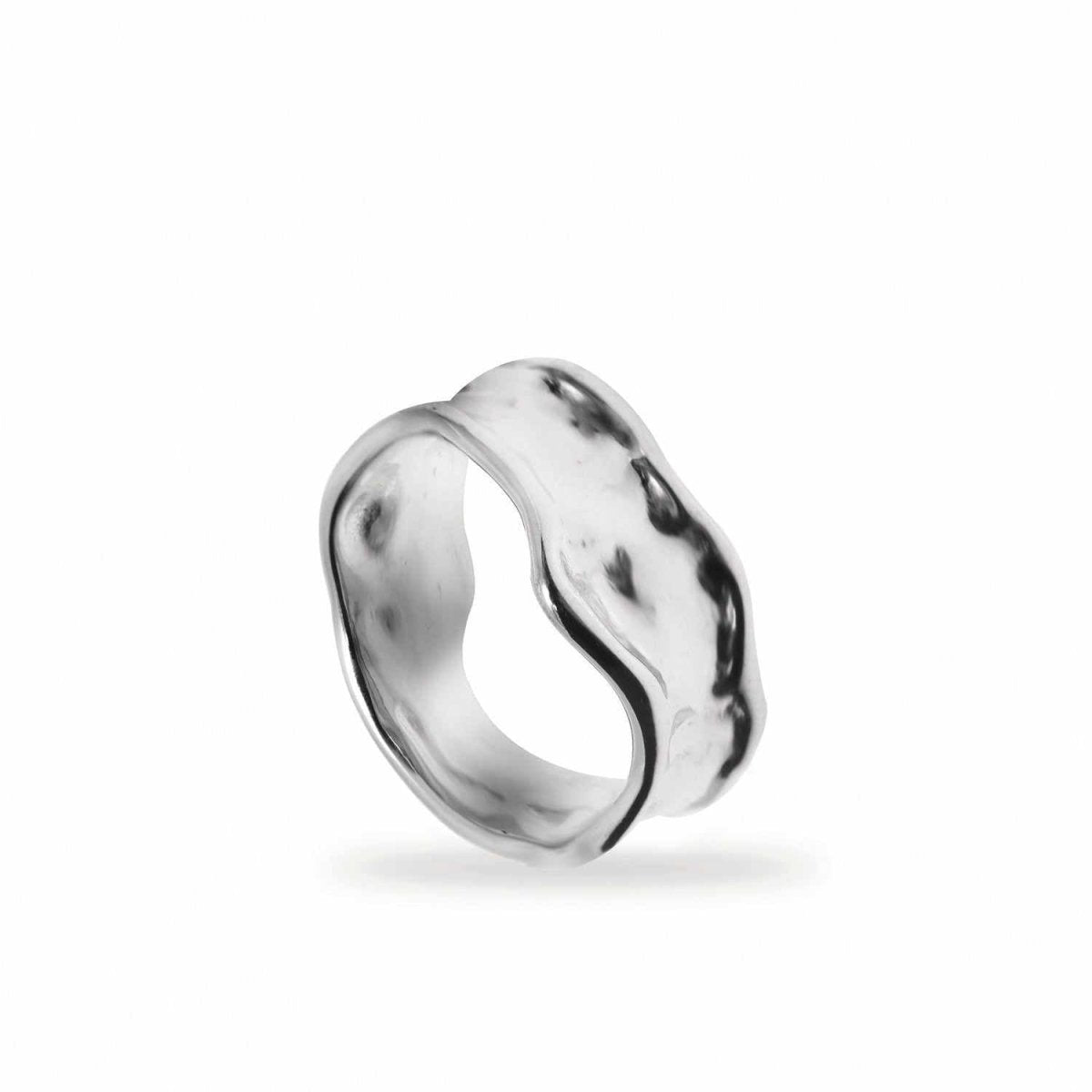 Anillos de diseño ancho irregular líquido-LINEARGENT