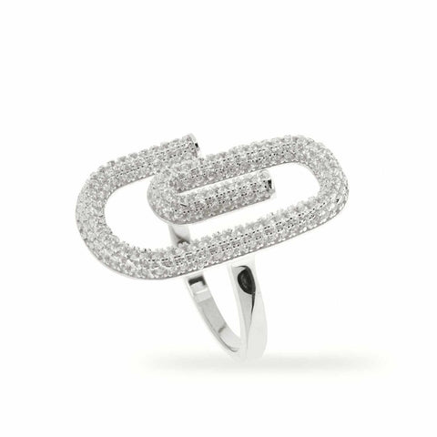 Anillos de diseño con circonitas y motivo de clip-LINEARGENT