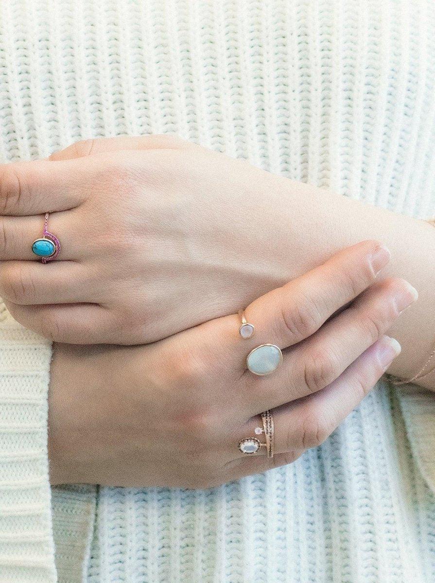 bagues de design irrégulier avec gemmes et zircons LINEARGENT