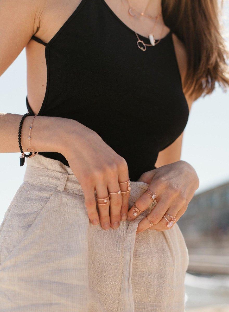 bagues de design irrégulier avec gemmes et zircons LINEARGENT