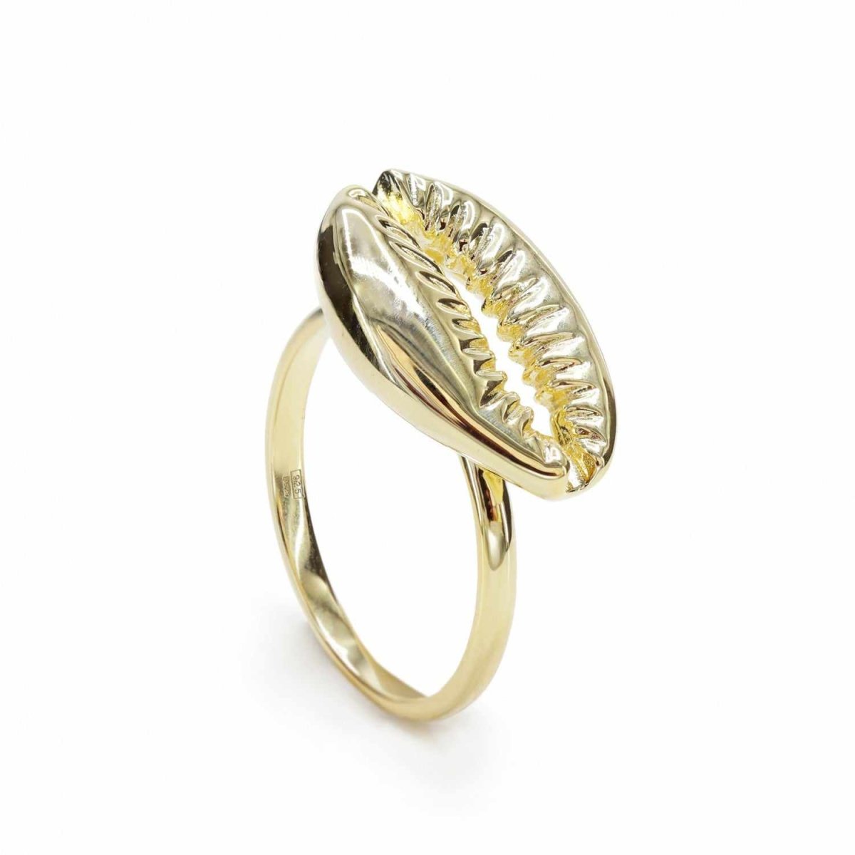 Anillos de diseño motivo de concha bañado en oro-LINEARGENT