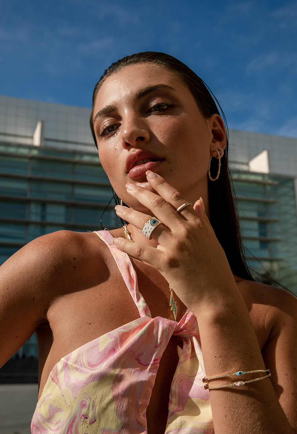 Anillos esmalte en plata diseño corazón