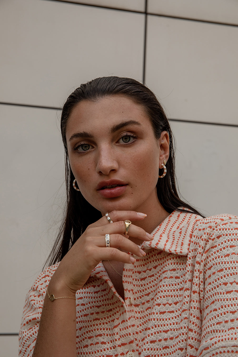 Bagues en émail argent design yeux blancs