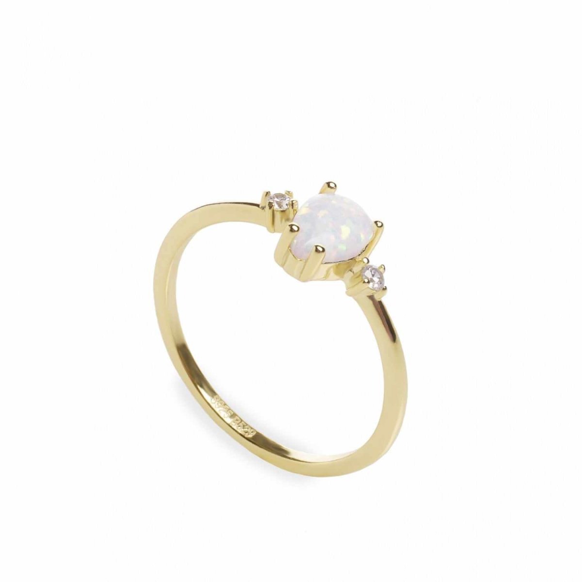 Anillos finos de plata bañado en oro diseño opalo-LINEARGENT