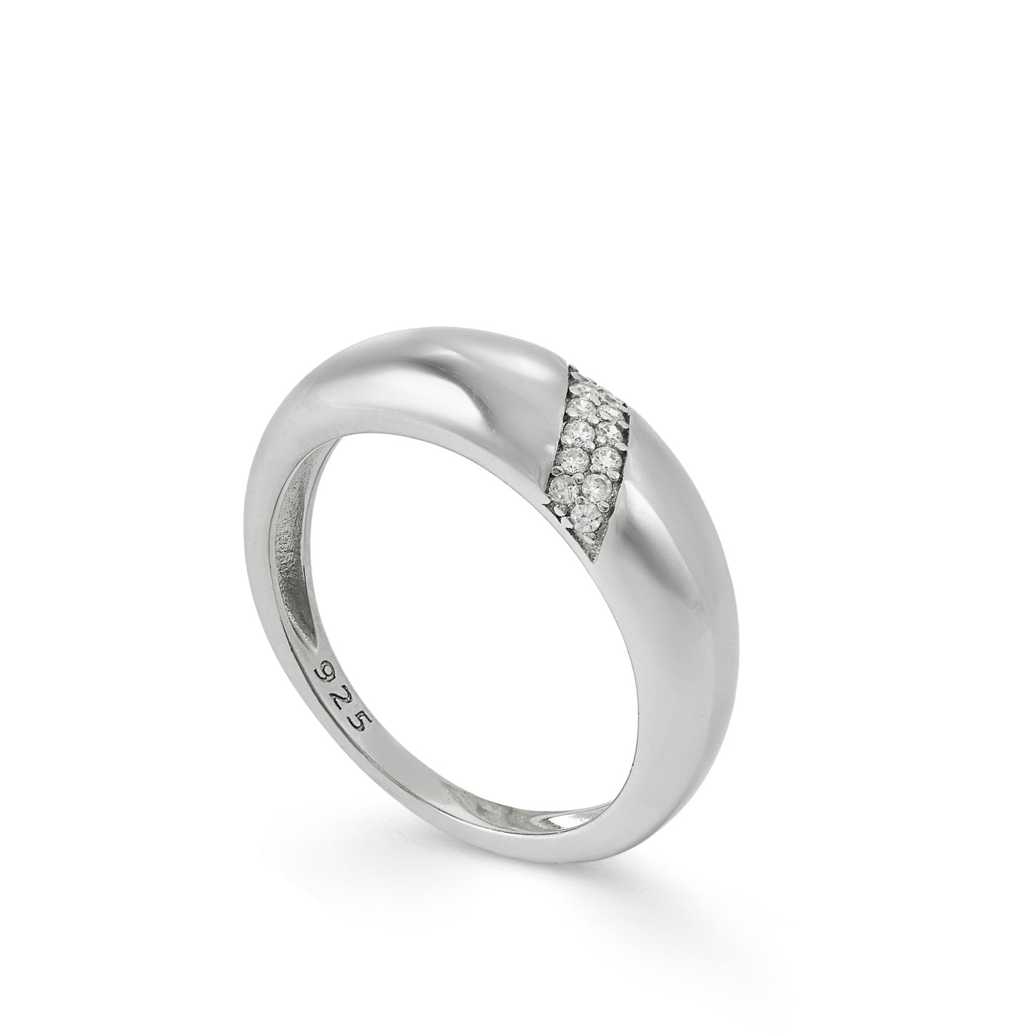 Anillos finos de plata diseño banda de circonita-LINEARGENT