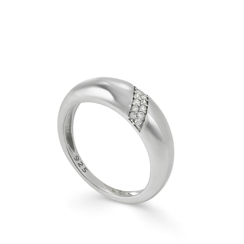 Anillos finos de plata diseño banda de circonita-LINEARGENT