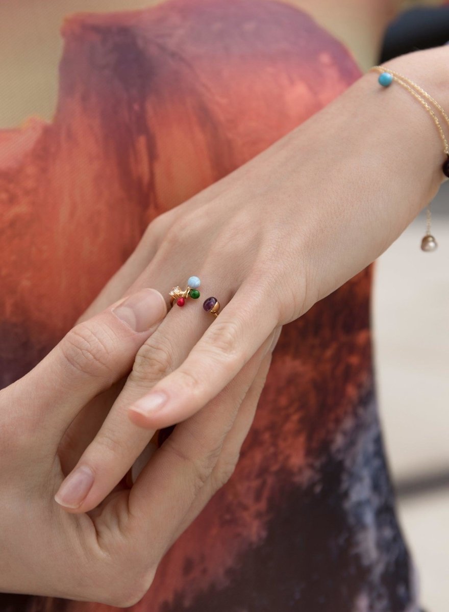 Thin silver Rings design semi open in gold