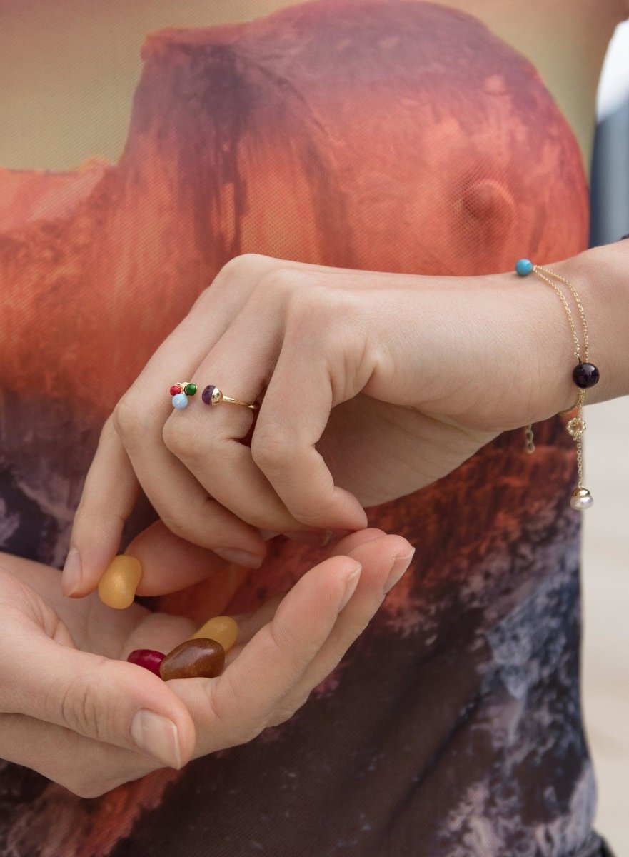 Thin silver Rings design semi open in gold