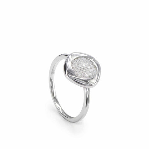 Anillos finos de plata silueta cuadrada y circonitas-LINEARGENT