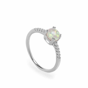 Anillos finos diseño circular estilo ópalo con circonitas