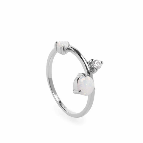 Anillos finos diseño de doble piedra y circonita-LINEARGENT