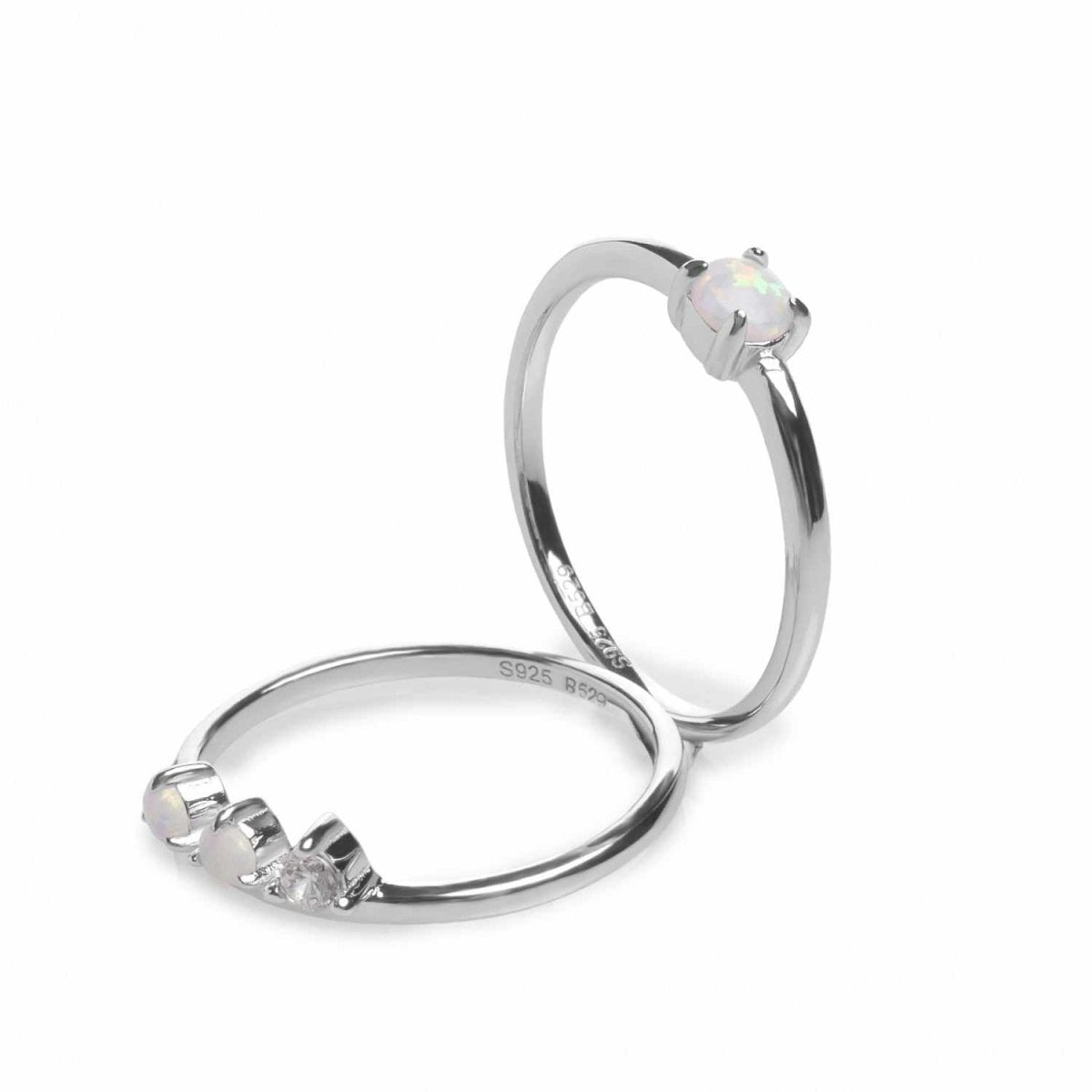 Anillos finos diseño doble de cuarzos adamantinos y circonita-LINEARGENT