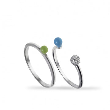 Anillos finos diseño semi abierto molecular pack de dos