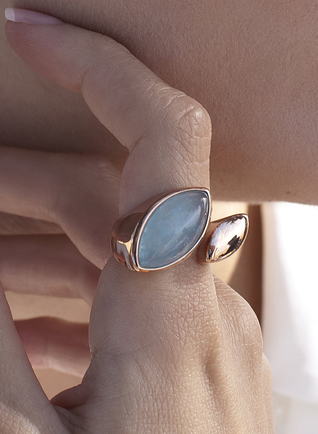 Anillos grandes con piedras naturales diseño abierto-LINEARGENT