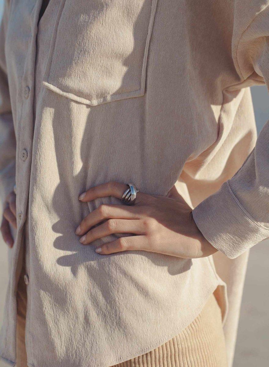 grandes  baguesde argent avec design LINEARGENT