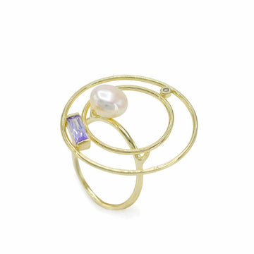 Anillos grandes de plata diseño geométrico violeta