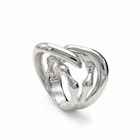 Anillos grandes de plata diseño líquido irregular-LINEARGENT