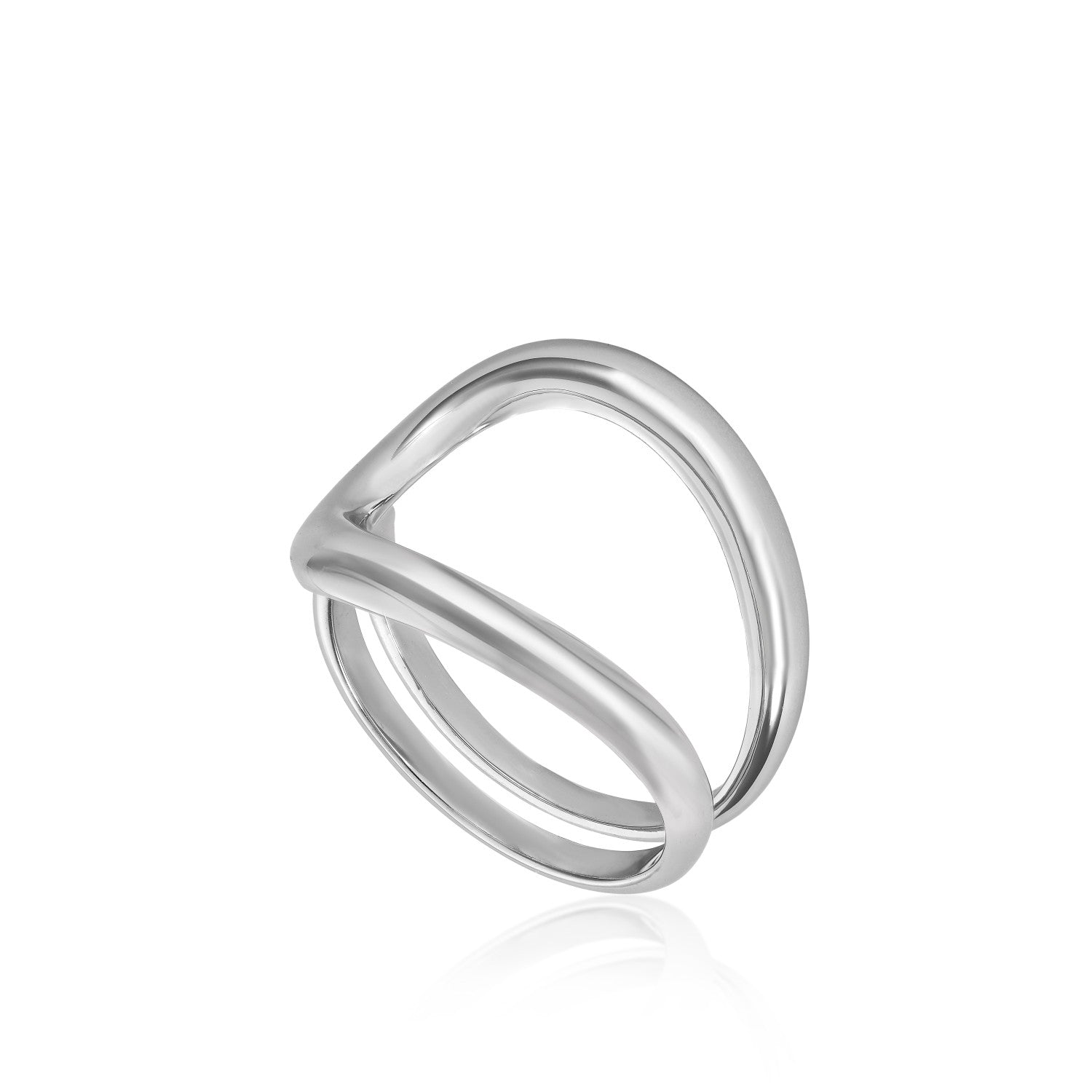 Anillos grandes de plata lisa diseño curvilíneo-LINEARGENT