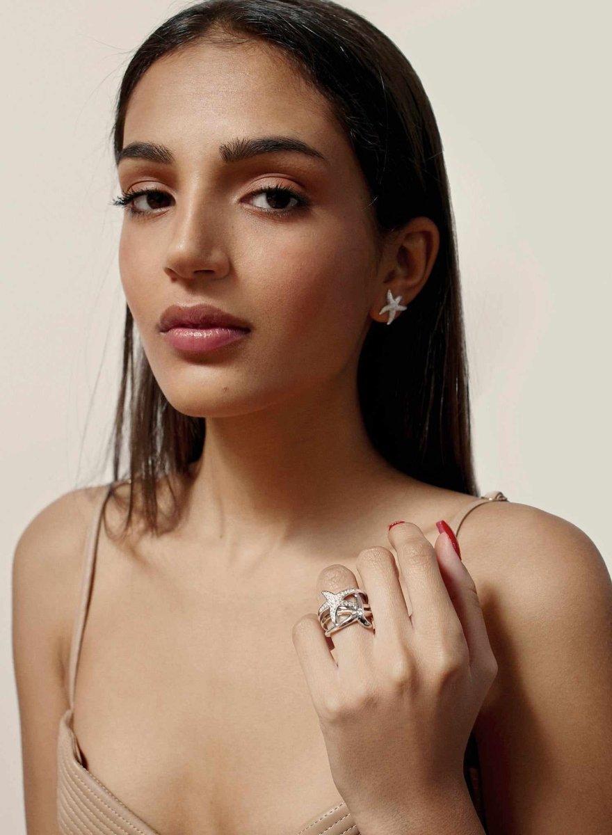 grandes bagues  en argent double motif de LINEARGENT