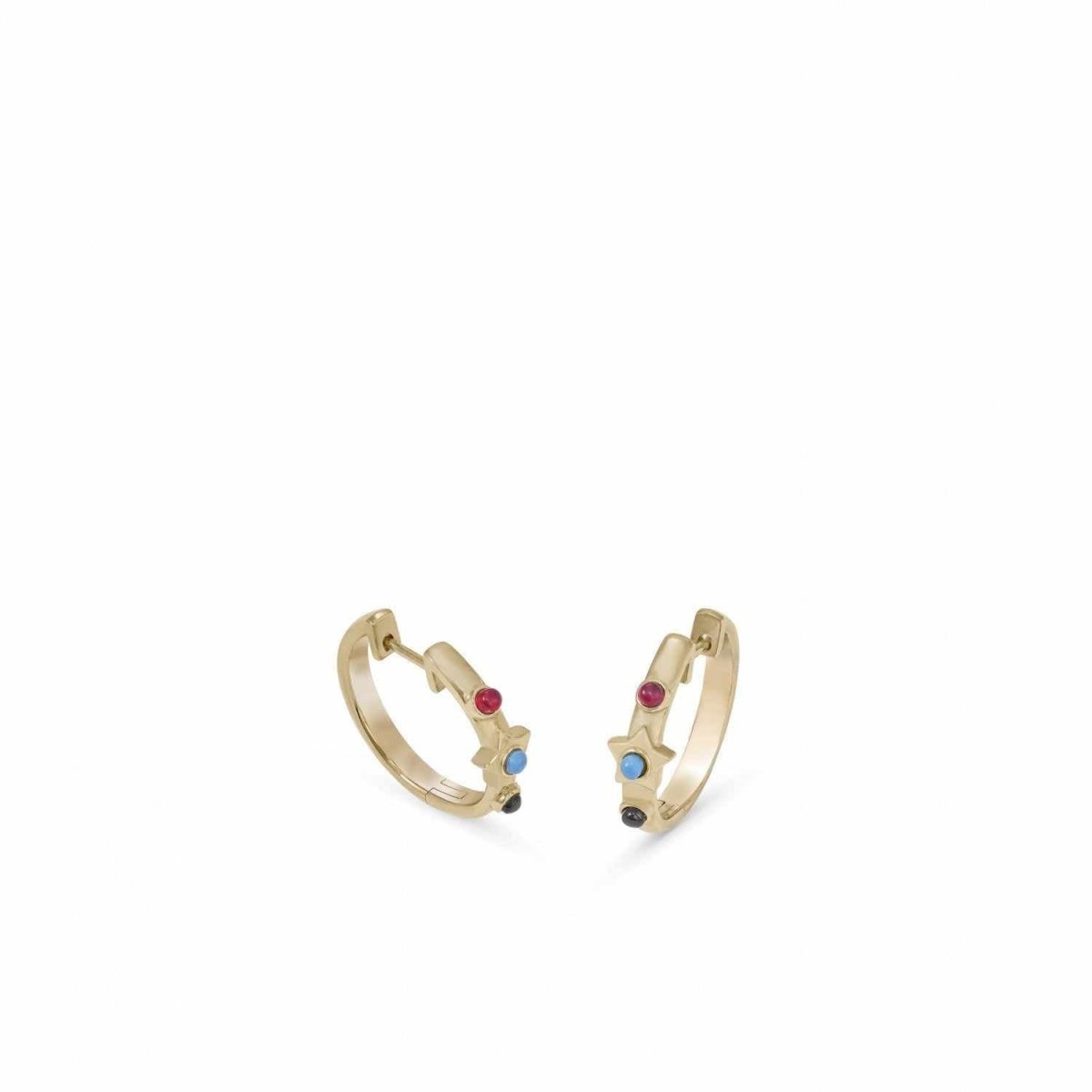 Aros dorados motivo central estrella y piedras de colores-LINEARGENT