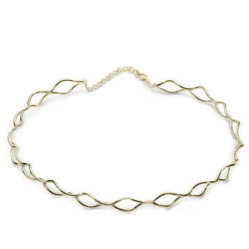 Choker rígido diseño zig zag de plata bañada en oro