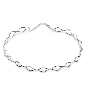 Choker rígido diseño zig zag de plata
