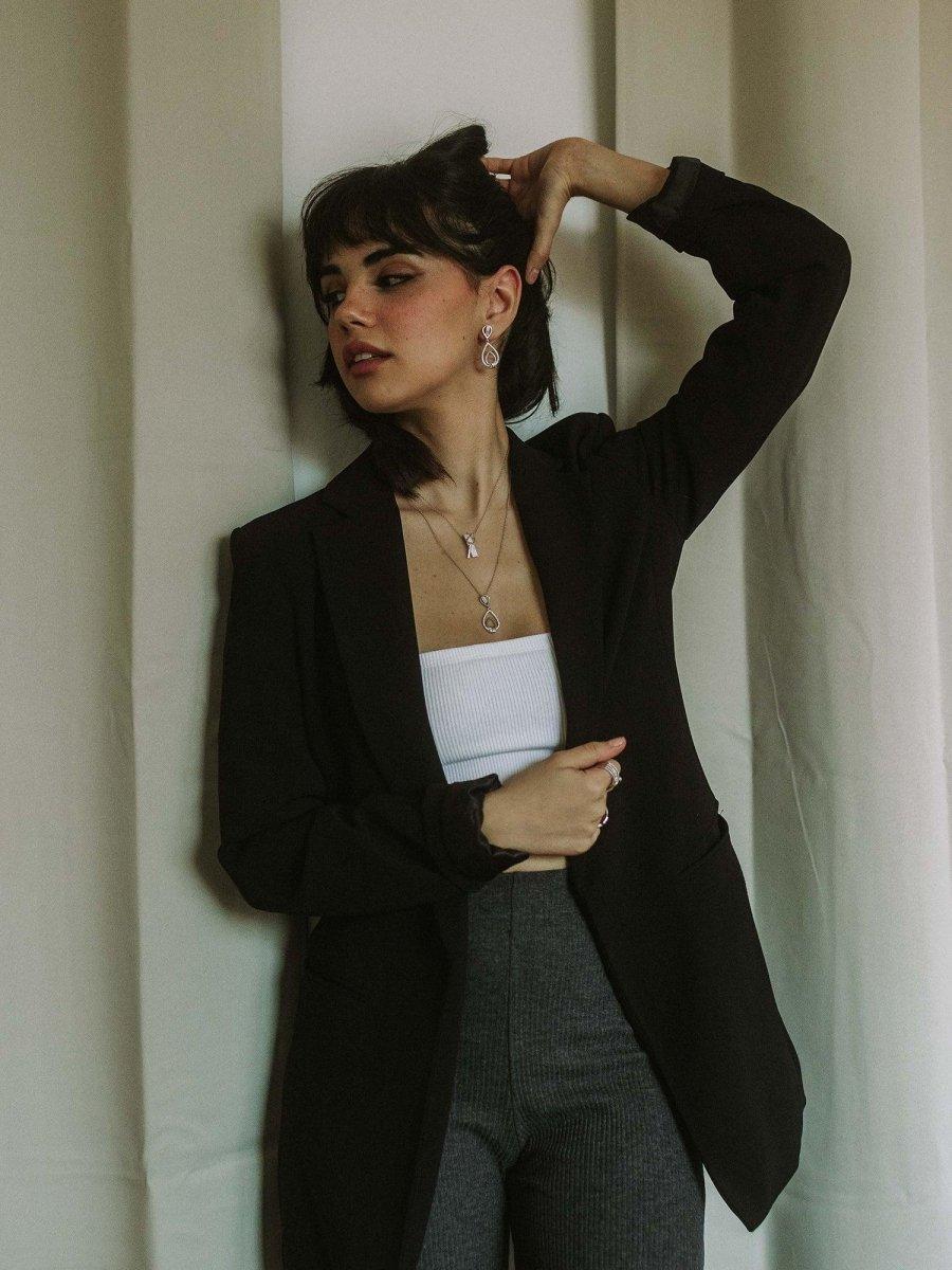 pendentif argent brillante design boucles avec sertissage zircons croiséLINEARGENT