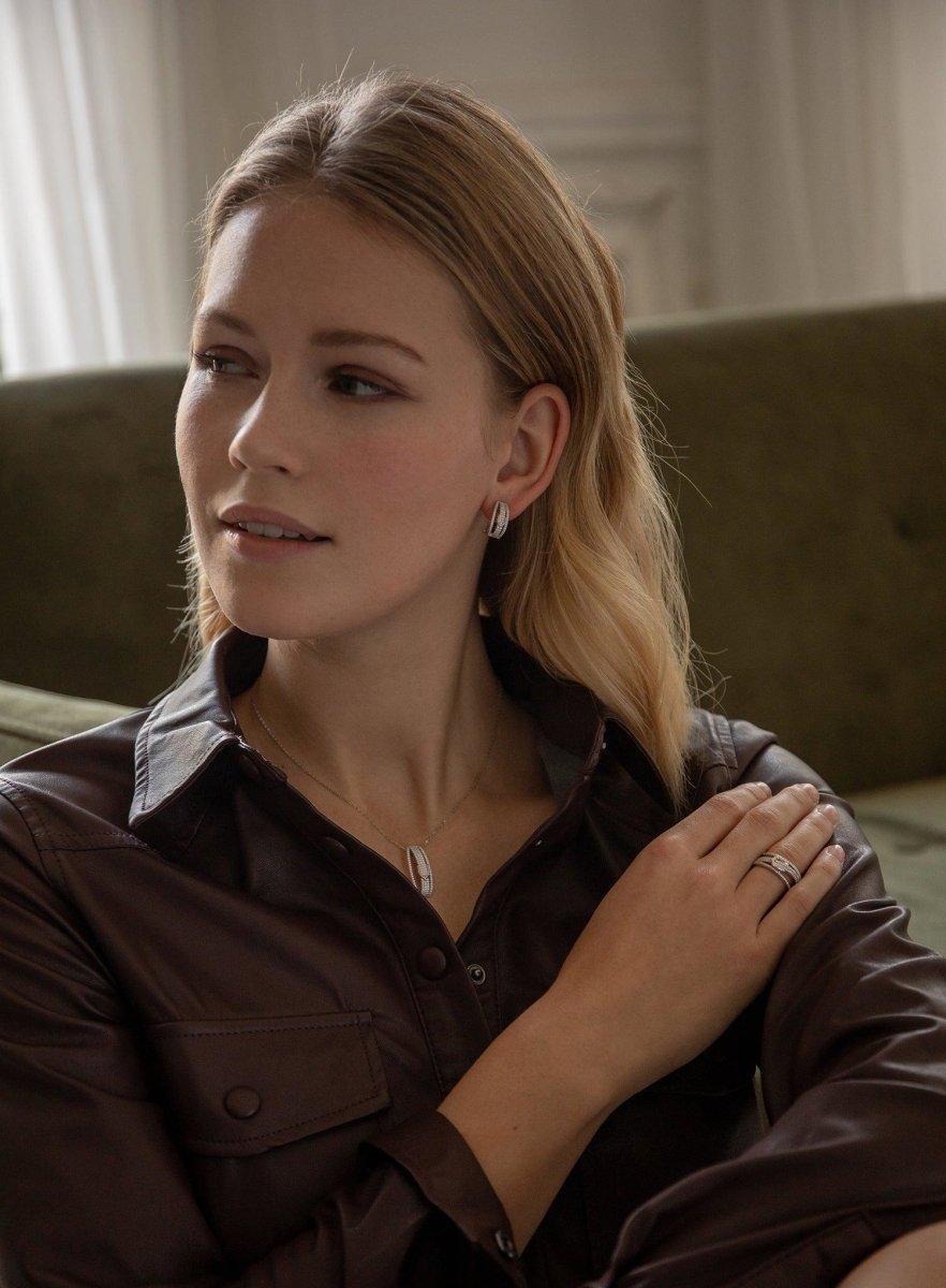 pendentif argent brillante design boucles avec sertissage zircons triple LINEARGENT