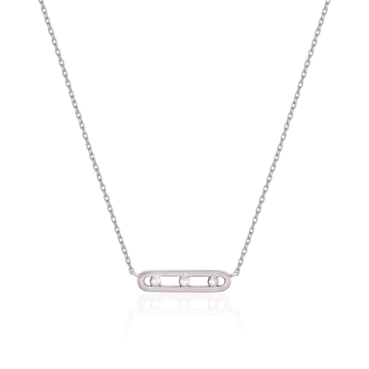 Colgante brillante diseño de eslabón con circonitas-LINEARGENT