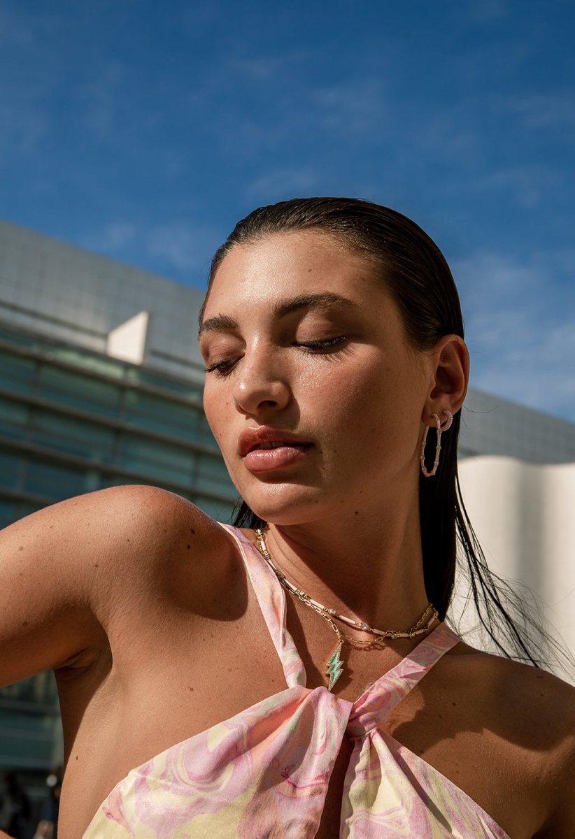 pendant varnish in silver design Green lightning