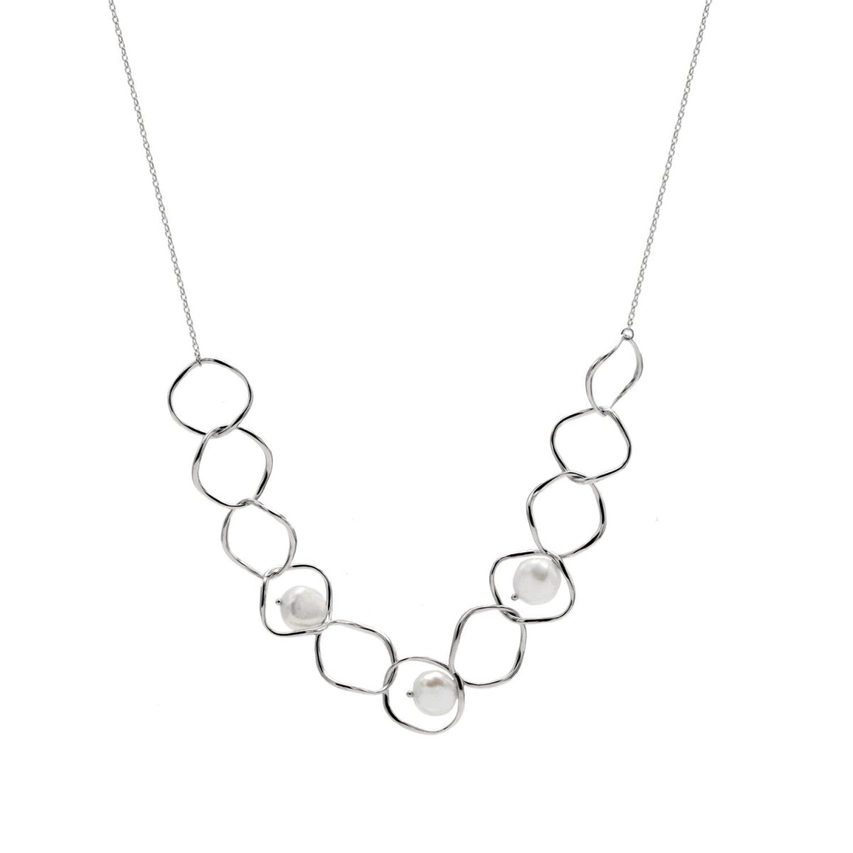 Colgante perlas de plata diseño eslabones redondos irregulares