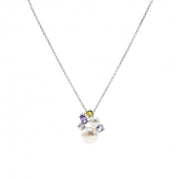 Colgante perlas en plata diseño doble perla multicolor