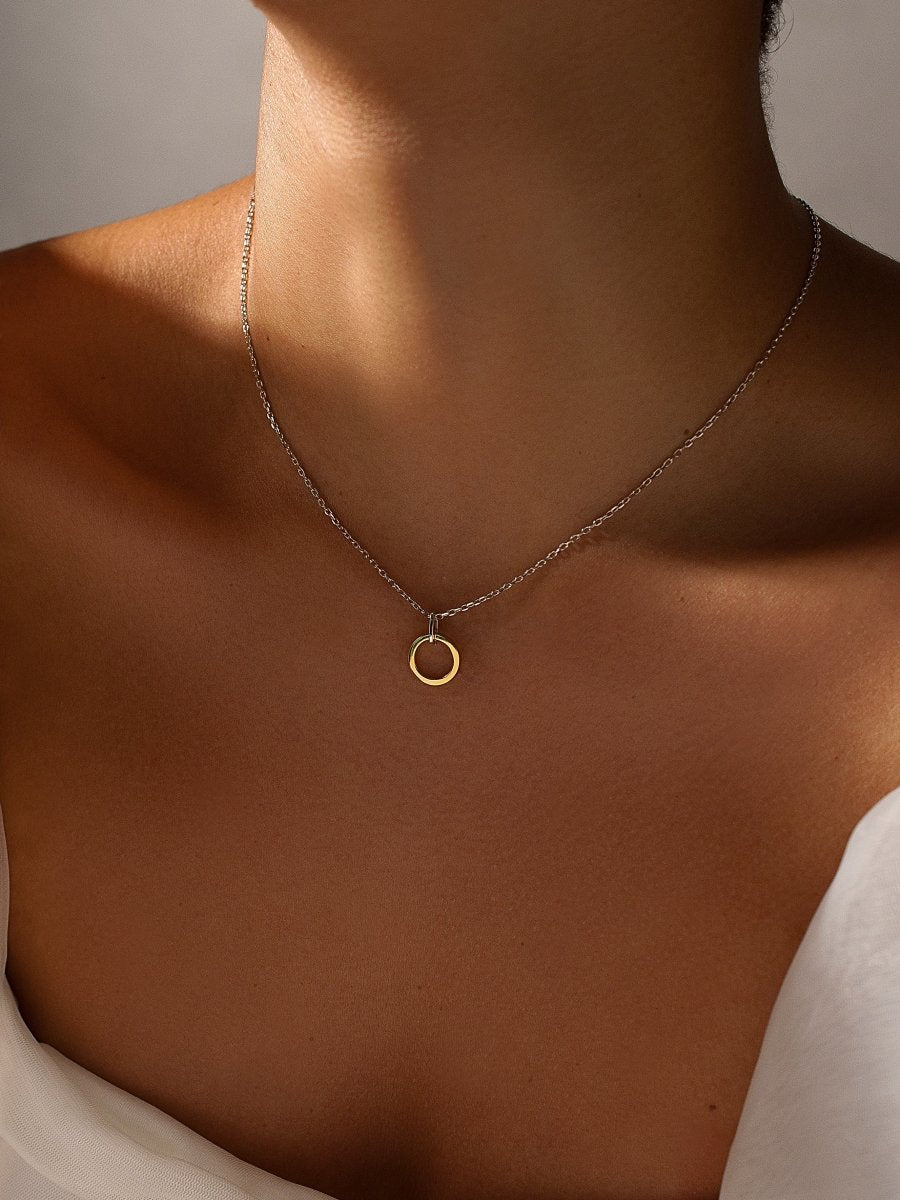 Pendants two tone silver with double intertwined circle