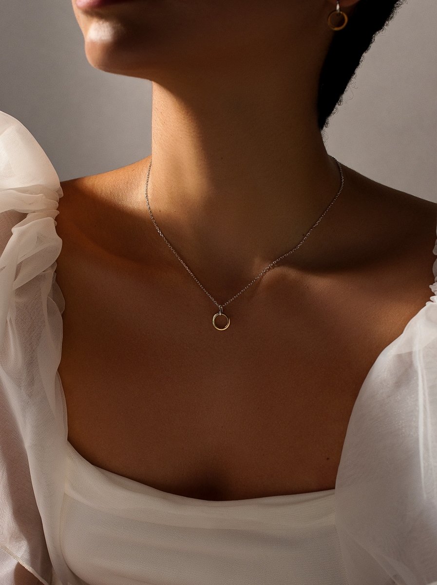 Pendants two tone silver with double intertwined circle