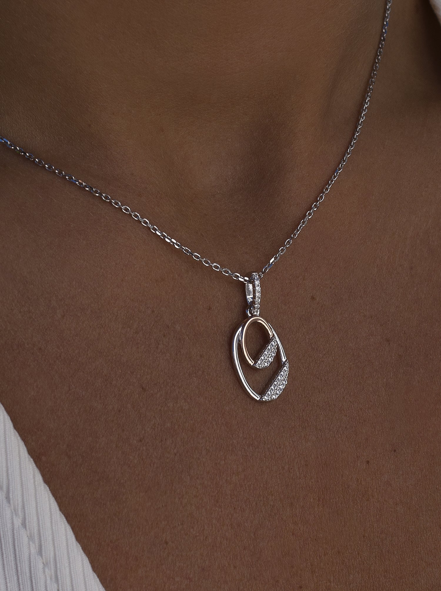 Colgantes bicolor de plata con doble motivo circular-LINEARGENT