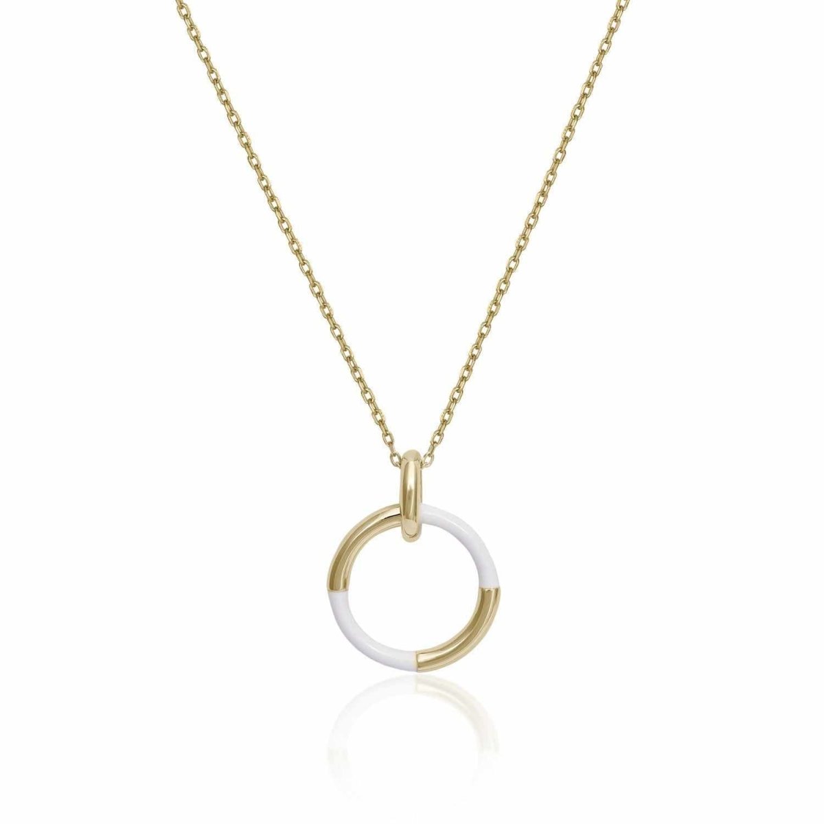 Colgantes de plata diseño circular esmalte blanco-LINEARGENT