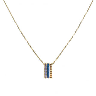Colgantes de plata diseño triple carril azul marino